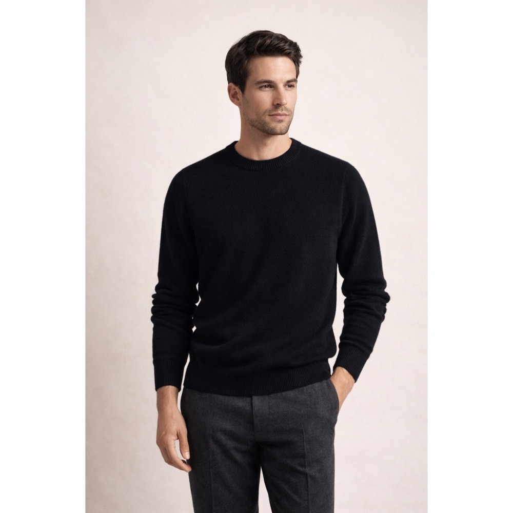 NWT Piombo Black 100% Cashmere Crewneck Sweater Mens S NEW